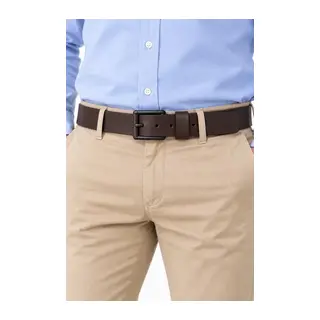 Erkek Koyu Kahverengi 4 Cm Metal Tokalı Kot Ve Kumaş Pantolon Kemeri