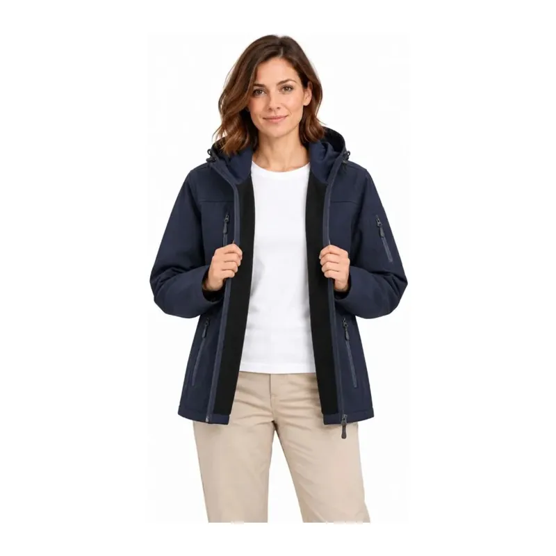 Su Geçirmez Softshell İçi Polar Astarlı Çıkarılabilir Kapüşonlu 4 Cepli Mont Ceket - Lacivert