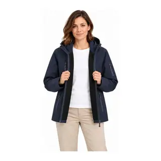 Su Geçirmez Softshell İçi Polar Astarlı Çıkarılabilir Kapüşonlu 4 Cepli Mont Ceket - Lacivert