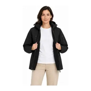 Su Geçirmez Softshell İçi Polar Astarlı Çıkarılabilir Kapüşonlu 4 Cepli Mont Ceket - Siyah