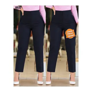 Kadın üste Oturan Paçası Bilek üzerinde Biten Krep Kumaş Kumaş Pantolon 36 (S) - 50 (5XL)