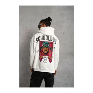 Erkek SCHOOL BOY Baskılı Kapüşonlu Sweat - Beyaz