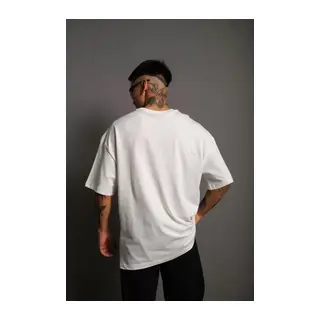 Erkek 24/1 Düz A Kalite Oversize T-shirt - Beyaz