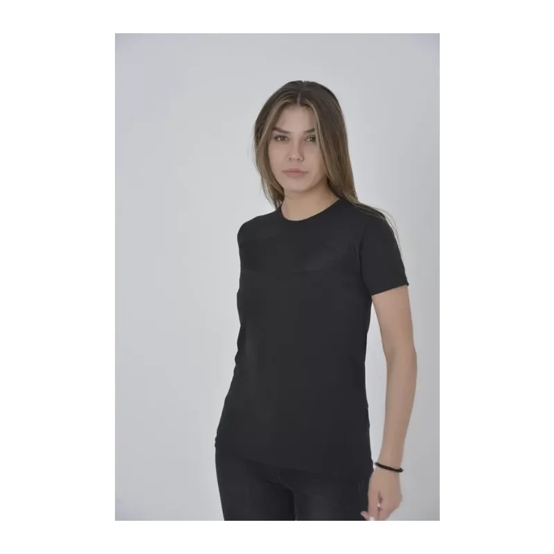 Gögüs Fileli Slim Fit T-shirt - Siyah