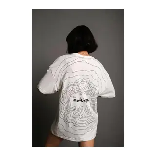 Bisiklet Yakalı Sırt Baskılı Oversize T-Shirt - Beyaz