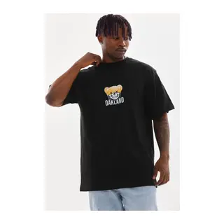 Unisex Baskılı Oversize T-Shirt - Siyah