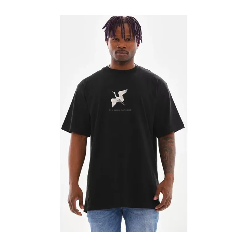 Unisex Baskılı Oversize T-Shirt - Siyah