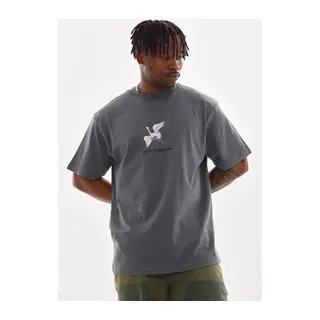 Unisex Baskılı Oversize T-Shirt - Füme