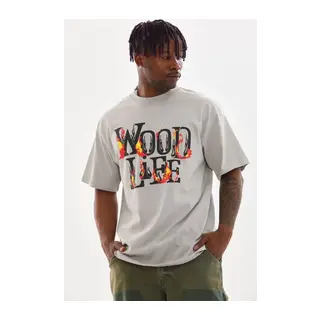 Unisex Baskılı Oversize T-Shirt - Gri