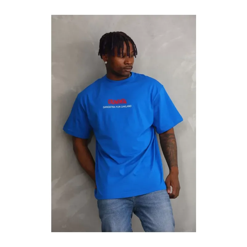 Unisex Baskılı Oversize T-Shirt - Mavi