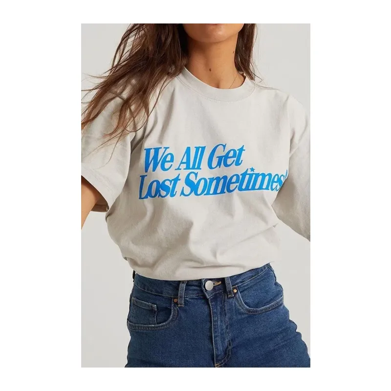 Unisex Baskılı Oversize T-Shirt - Beyaz