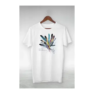 Unisex Baskılı Oversize T-Shirt - Beyaz