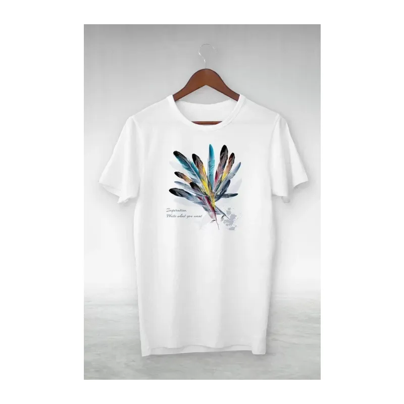 Unisex Baskılı Oversize T-Shirt - Beyaz