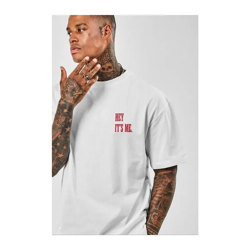 Unisex Baskılı Oversize T-Shirt - Beyaz
