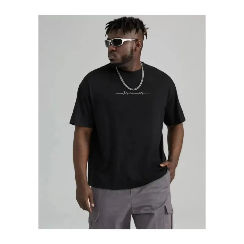 Unisex Baskılı Oversize T-Shirt - Siyah
