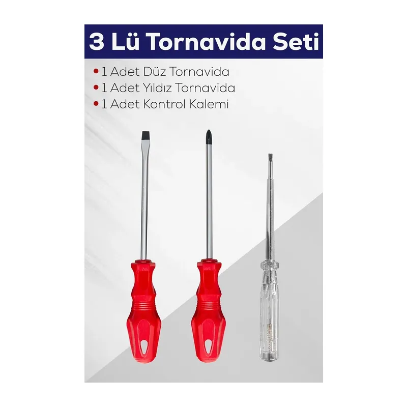 3'lü Tornavida Seti (düz Tornavida + Yıldız Tornavida + Kontrol Kalemi)