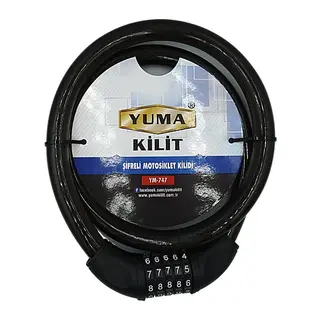 Yuma Ym-747 120cm 20mm 5 Şifreli Siyah Motorsiklet Kilidi