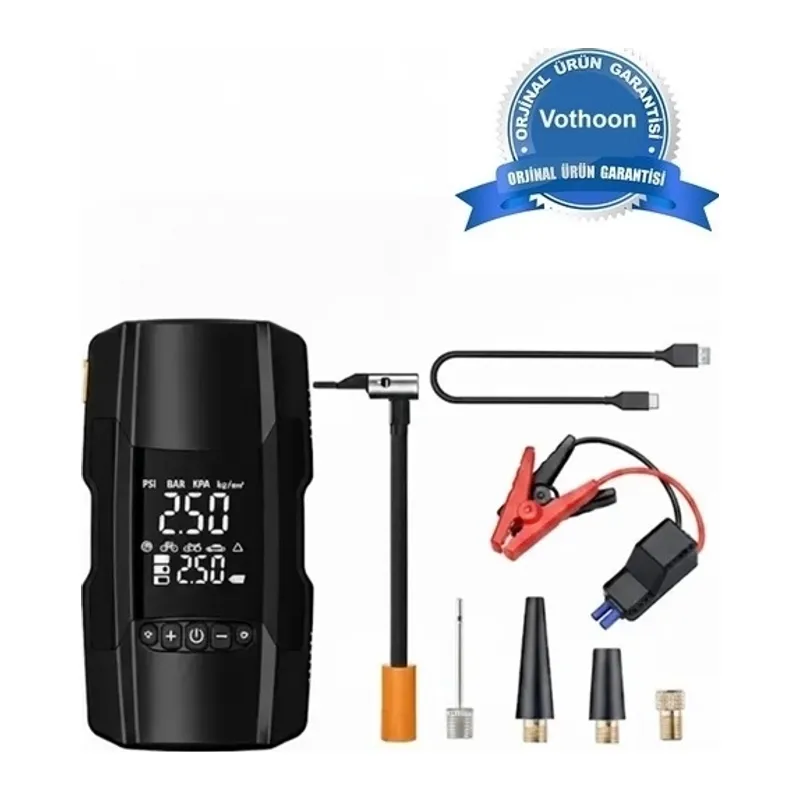 Şarjlı 10.000 Mah Akıllı Dijital Lastik Şişirme Pompası – 150 Psı | 12v Akü Destekli