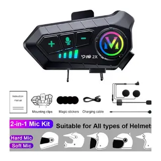 y10 2x Motosiklet Kask İntercom Çift Eşleşme Rgb Işıklı Bluetooth Kulaklık 5,3