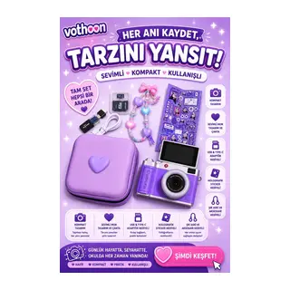 4k Çantalı Dijital Retro Video Kamera 48mp 16x Zoom Işıklı (32gb) Kart Dijital Fotoğraf Makinesi Mor