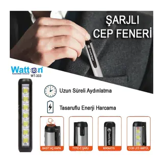 Type-c Girişli Mıknatıslı Şarjlı Cep Feneri Wt-333