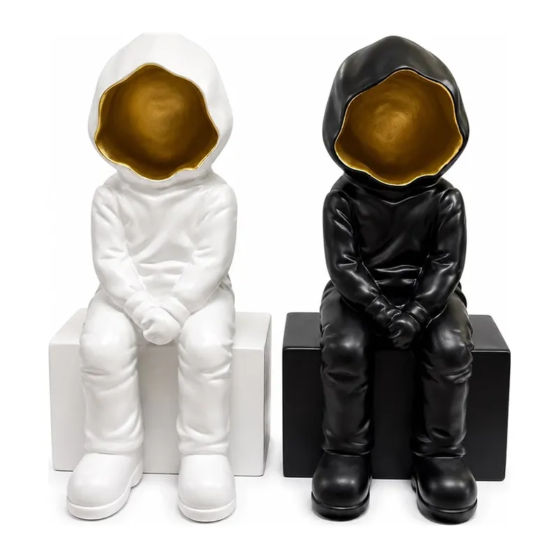 Dekoratif Polyester Oturan Astronot Biblosu Alk5302