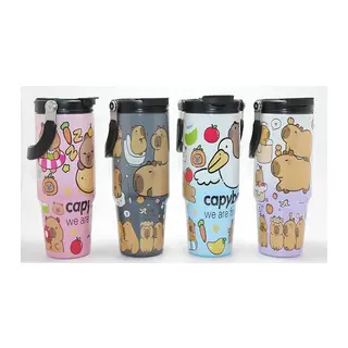 Capybara Desenli Isı Muhafazalı Pipetli Dev Çelik Kupa (tumbler) Alk4431