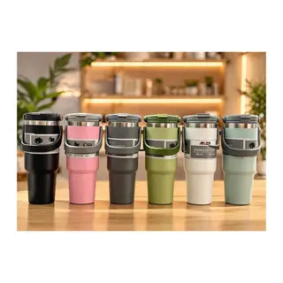700 Ml Taşıma Kulplu Paslanmaz Çelik Termos Mug - Vakumlu Isı Yalıtımlı Bardak Alk4628