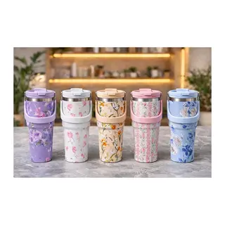 900 Ml Taşıma Kulplu Paslanmaz Çelik Termos Mug - Vakumlu Isı Yalıtımlı Bardak Alk4630
