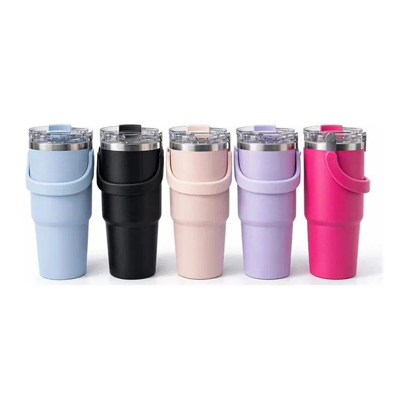 900 Ml Taşıma Kulplu Paslanmaz Çelik Termos Mug - Vakumlu Isı Yalıtımlı Bardak Alk4631