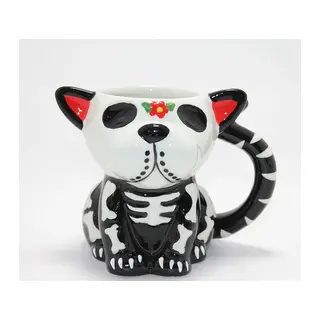 Day Of The Dead Köpek Figürlü 3d Kabartmalı Porselen Kupa Alk4896