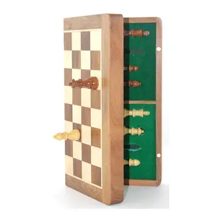 Mıknatıs Taşlı Ahşap Katlanabilir Kutulu Satranç Oyunu 35 Cm G224