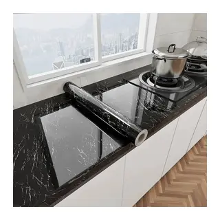 Siyah Mermer Desenli Yapışkanlı Tezgah Folyosu (3 Mt.x 60 Cm)