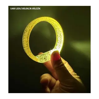 Sarı Led Işıklı Baskı Yapılabilen Pilli Bileklik Bilezik 1,5 Cm Genişlik