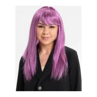 Rose Pembe Renk Düz Kesim Uzun Parti Peruğu Takma Saç