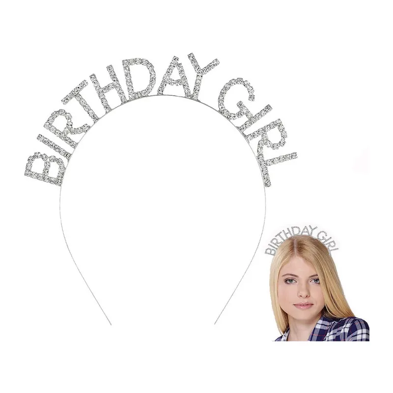 Gümüş Kristal Taşlı Birthday Girl Doğum Günü Tacı İthal Ürün A Kalite 17x16 Cm