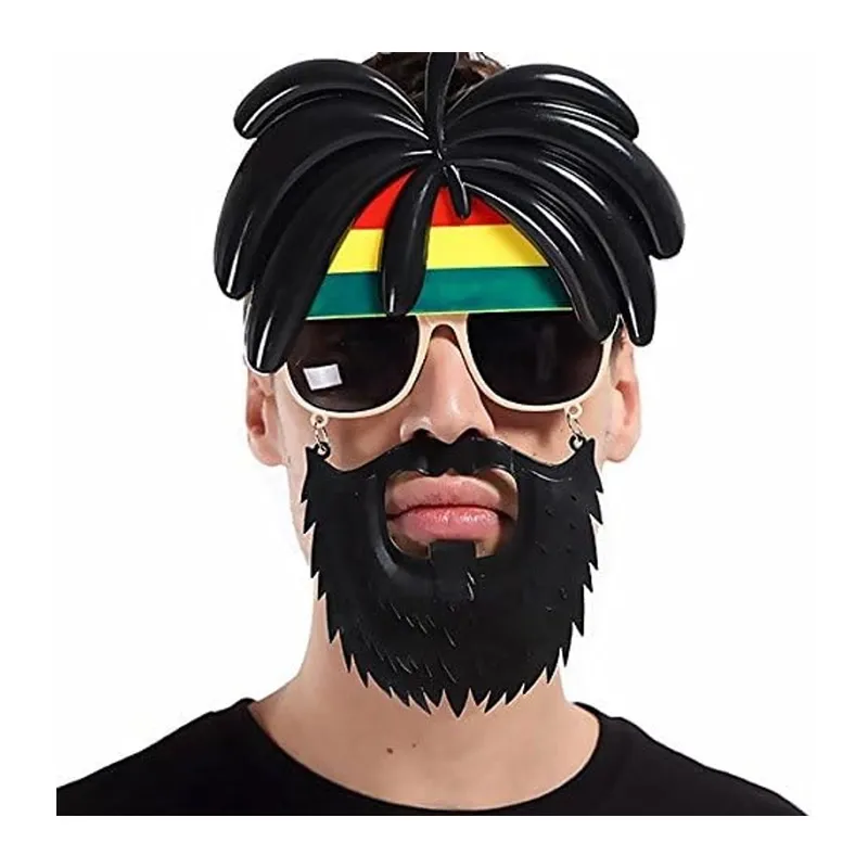Rasta Peruklu Rasta Sakallı Bob Marley Bıyıklı Parti Gözlüğü 27x18 Cm
