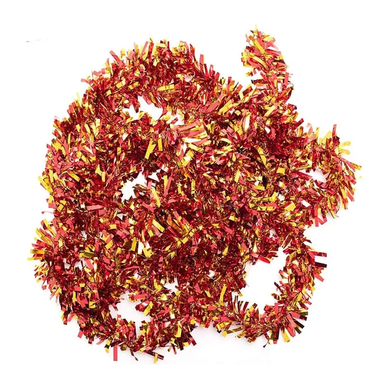 Kırmızı Altın Renk 4 Cm Genişlik Garland Çift Renk Sim Süs 180 Cm