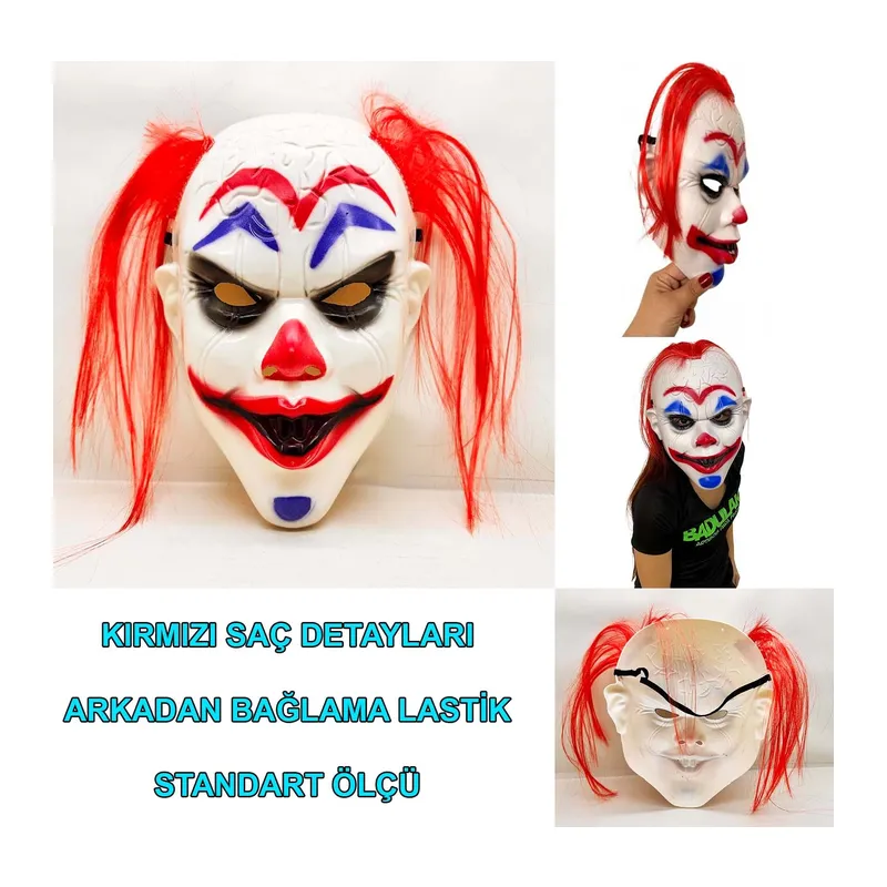 Kızıl Saçlı Joker Palyaço Maskesi