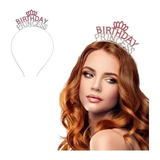 Kristal Taşlı Pembe Birthday Princess Yazılı Parti Tacı 19x11 Cm