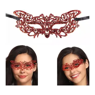 Kırmızı Dantel Masquerade Maskesi 9 No