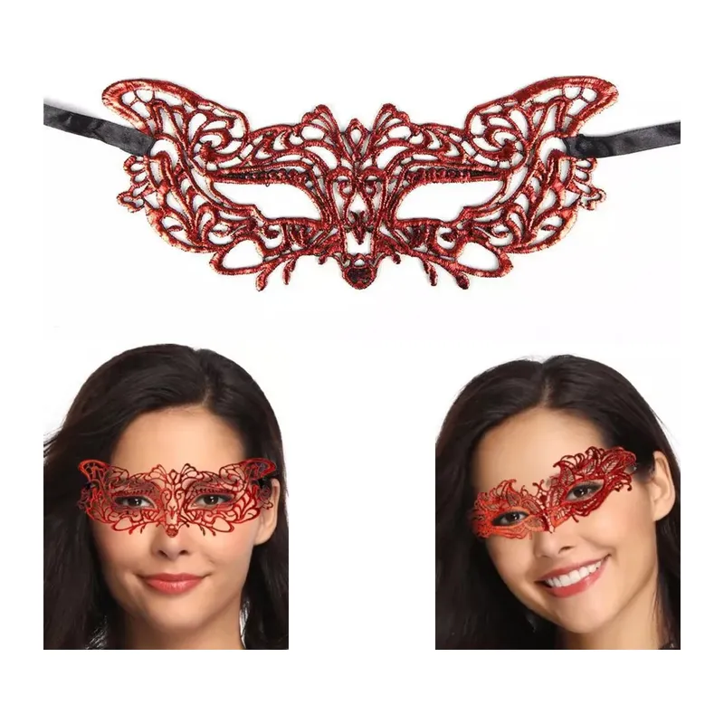 Kırmızı Dantel Masquerade Maskesi 9 No