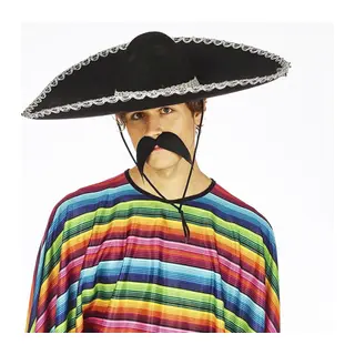 Sombrero Meksika Şapkası Mariachi Gümüş Şeritli Yetişkin Boy