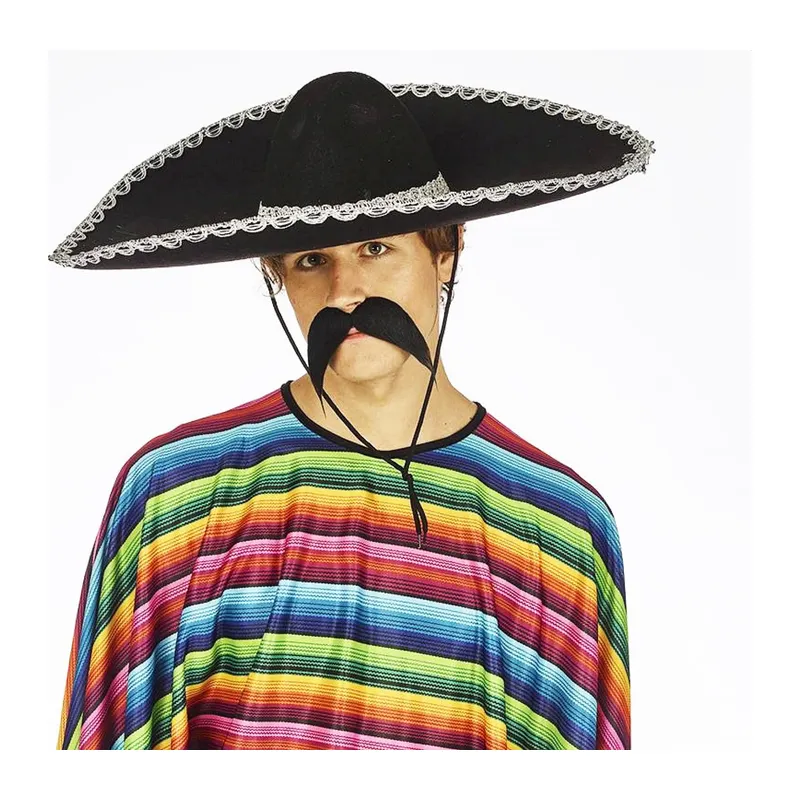 Sombrero Meksika Şapkası Mariachi Gümüş Şeritli Yetişkin Boy