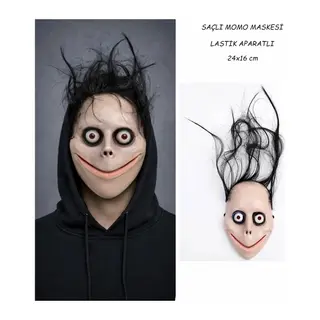 Saçlı Momo Korku Maskesi 24x16 Cm