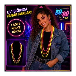 80&39ler 90&39lar Uv Glow Parti Kolyesi 3&39lü Set