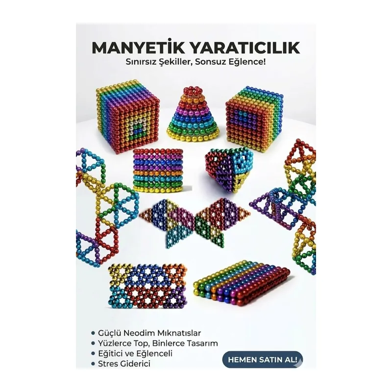 216 Parça 5mm Manyetik Top Seti | Sihirli Mıknatıslı Küp Yapı Oyuncak | Stres ve Rahatlama İçin Eğlenceli Manyetik Toplar