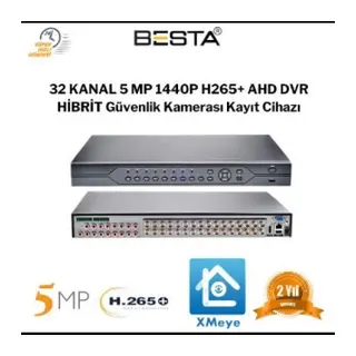 32 KANAL 5 MP 1440P H265+ AHD DVR Güvenlik Kamerası Kayıt Cihazı