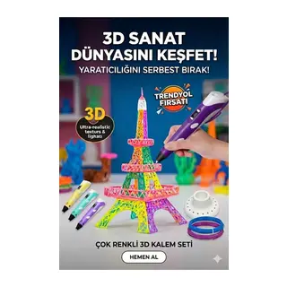 3D Kalem Seti (MOR) Dijital Göstergeli + 3 Renk Filament Hediyeli Eğitici Yazıcı ABS/PLA Uyumlu