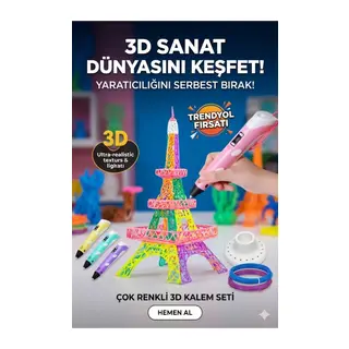 3D Kalem Seti (PEMBE) Dijital Göstergeli + 3 Renk Filament Hediyeli Eğitici Yazıcı ABS/PLA Uyumlu
